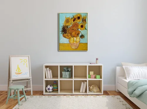 Miniatura 2 de Wieco Art Arte Enmarcado Girasol Lienzo Grande Impresiones Arte de Pared por Vincent Van Gogh Pinturas al Óleo Lienzo Enmarcado Arte de Pared