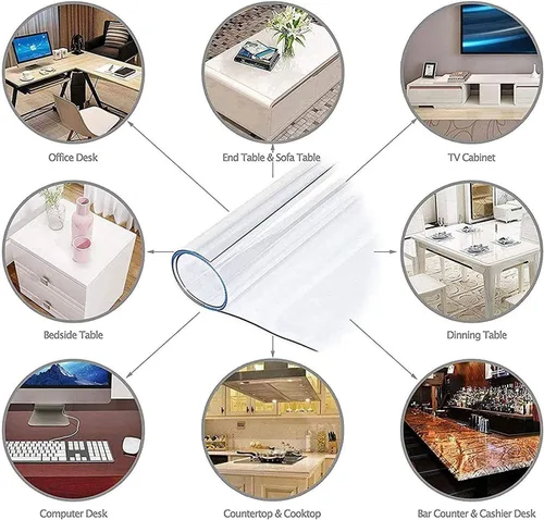 Miniatura 4 de Mantel transparente de PVC transparente para mesa, cubierta protectora de plástico impermeable para escritorio, almohadillas de mesa de vidrio