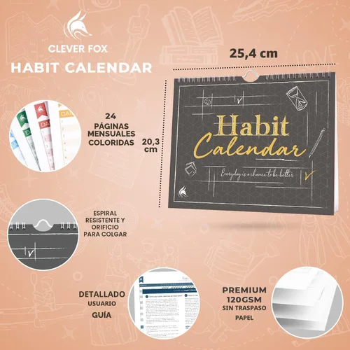Miniatura 2 de Clever Fox Calendario de seguimiento de hábitos – Rastreador de objetivos inspirador y calendario de hábitos para hábitos atómicos – Colorido