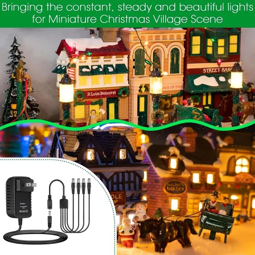 Miniatura 4 de AC-DC - Cargador de alimentación de repuesto para Lemax 74295, accesorio iluminado de Navidad con tomas de salida de 3/4