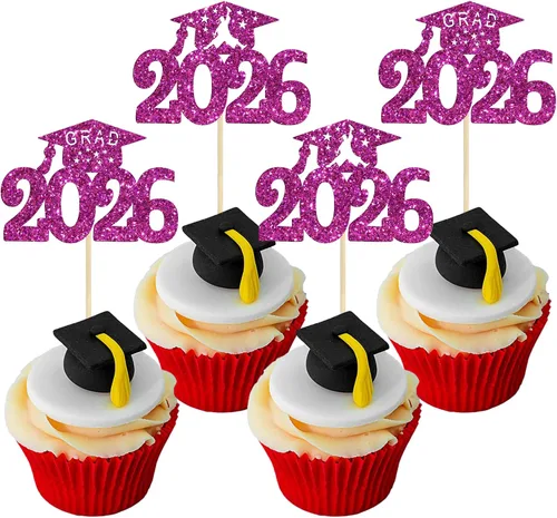 Miniatura 19 de Gyufise 1 paquete de decoración de pastel de graduación 2025 con purpurina de felicitaciones clase de 2025, decoración de pastel de diploma 2025