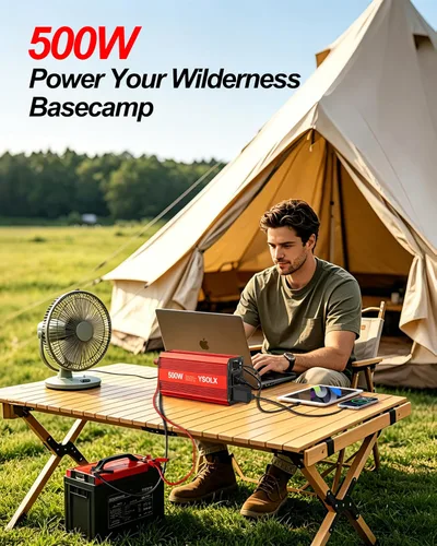 Miniatura 4 de YSOLX Inversor de corriente de 500 W de 12 V a 110 V para vehículos con carga rápida dual USB de 24 W y 2 salidas de CA, ideal para viajes por