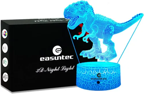 Miniatura 7 de easuntec Juguetes de dinosaurio con luz nocturna 3D con control remoto y táctil inteligente, 7 colores + 16 colores cambiantes TRex juguetes