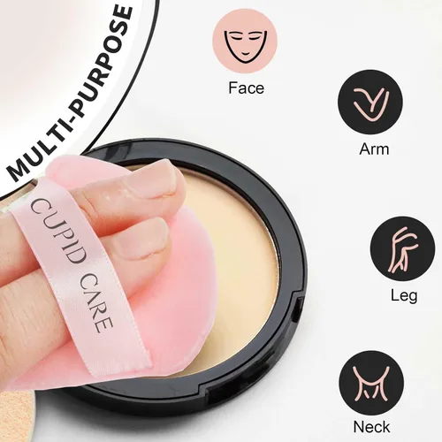 Miniatura 4 de 6 piezas de esponja de polvo con 2 estuches de viaje, esponjas de polvo de fijación para polvo facial y base, esponja de maquillaje de terciopelo