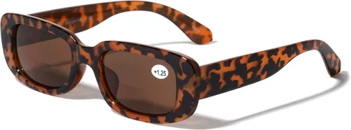 Miniatura 5 de BIFOCAL - Lentes de sol de lectura rectangulares para mujer, diseño de leaopard