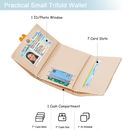 Miniatura 14 de Sunwel Fashion Monedero plegable con diseño de pato en 3D para niñas, con bolsillo para efectivo, tarjetero, monedero con ventana de identificación