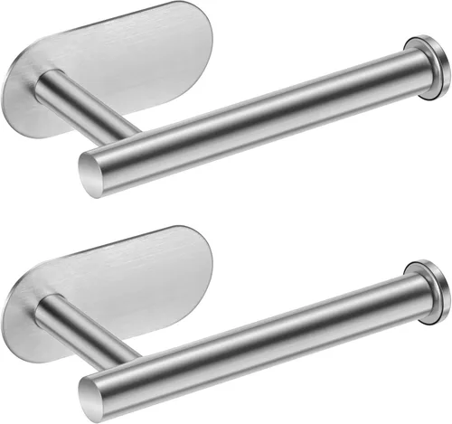 LAYUKI Soporte de papel higiénico, níquel cepillado, montaje en pared, soporte adhesivo mejorado, sin taladrar, baño/caravana/baño, acero inoxidable