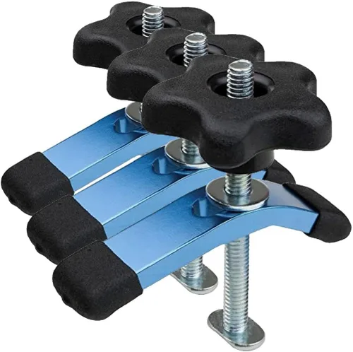 Miniatura 8 de POWERTEC 71168-P2V Abrazadera de retención T-Track, 5-1/2" L x 1-1/8" W, paquete de 4, abrazaderas de riel en T para carpintería