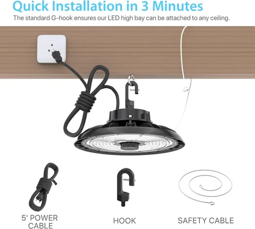 Miniatura 6 de HYPERLITE UFO LED Luz de Alta Bahía con Sensor de Movimiento 21000LM, 150W Luces LED Inteligentes de Alta Bahía con Control Remoto, Luz de Tienda