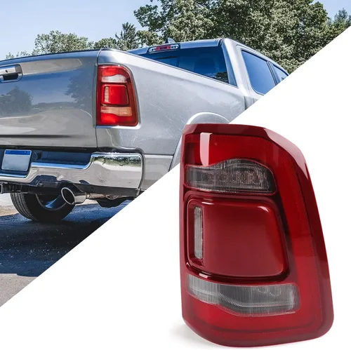 FIONE: Para Dodge Ram 1500 Ensamble de Luz Trasera Sin Zona Ciega 2019-2022 Tipo LED y Lente Roja Cromada Interior Lado Derecho del Pasajero Luz