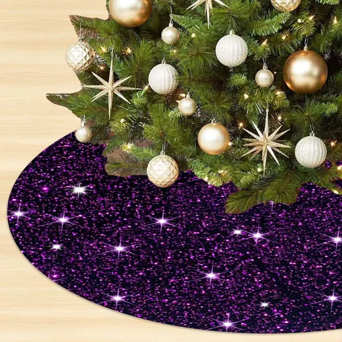 Miniatura 12 de Faldón para árbol de Navidad con lentejuelas doradas brillantes de 21 pulgadas, faldón de terciopelo con lentejuelas para árboles delgados, collar