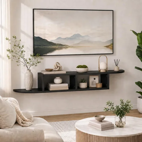 Miniatura 7 de 4 EVER WINNER Soporte de TV flotante con almacenamiento, estantes flotantes de 55" para pared, centro de entretenimiento flotante estante de pared