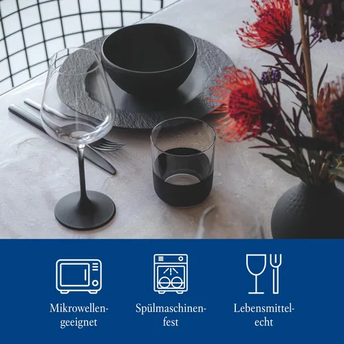 Miniatura 2 de Villeroy & Boch Manufacture Rock Starter - Juego de vajilla de porcelana de alta calidad, platos llanos para pasta, 2 platos, negro/gris