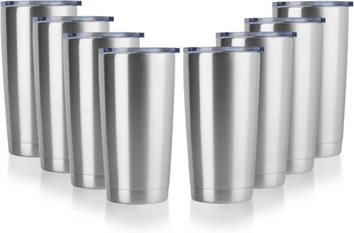 Miniatura 17 de DOMICARE Vaso de acero inoxidable de 20 onzas a granel con tapa, taza de viaje aislada al vacío de doble pared, taza de café con recubrimiento