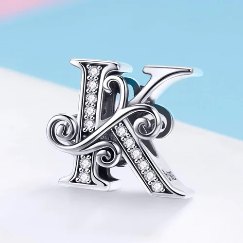 Miniatura 4 de Plata de ley 925 maciza con piedras cúbicas, opciones de regalo completas AZ alfabeto encantador, letras abalorios para pulseras europeas Pandora