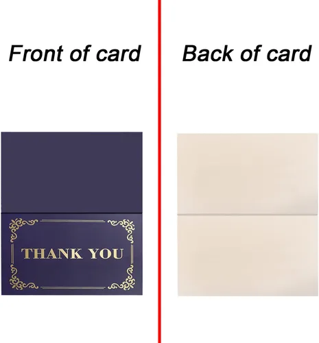 Miniatura 3 de Bonfasvo Paquete de 100 tarjetas de agradecimiento azules y 100 sobres blancos de 4.25 x 6.25 pulgadas, elegantes saludos plegables