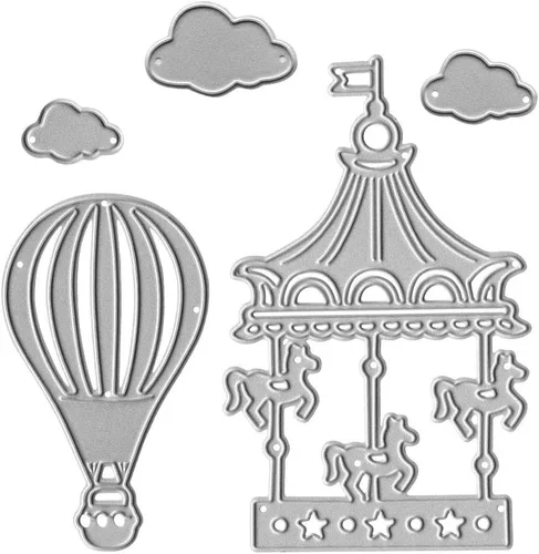 Miniatura 6 de Troqueles de corte de metal para fiesta de pastel de cumpleaños, globo de aire de vidrio de champán, plantillas en relieve, molde de plantilla