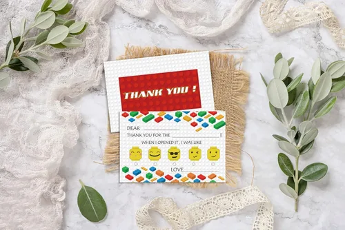 Miniatura 3 de QOFO Bloques de construcción rellenan las tarjetas de agradecimiento en blanco, notas de agradecimiento, tarjetas de agradecimiento de género