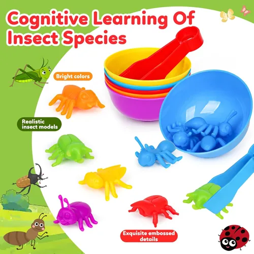 Miniatura 3 de Juguetes a juego de contar insectos con cuencos de clasificación y juegos dados Montessori actividades educativas preescolares Aprendizaje