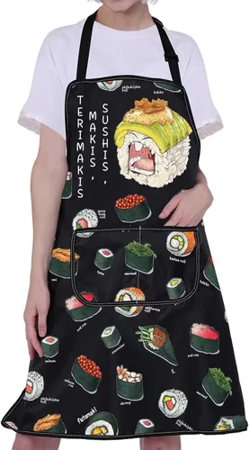 Miniatura 6 de CMNIM Delantales japoneses para sushi con bolsillos, para sushi, chef, para sushi, cocina, cocina japonesa, para regalar a los amantes del sushi
