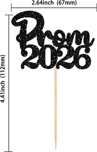Miniatura 2 de Gyufise 24 piezas de decoración para cupcakes con purpurina para graduación 2026, decoración de pasteles para graduación 2026, decoración de Negro