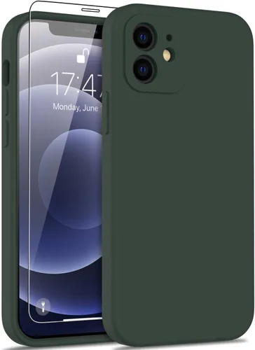 Miniatura 110 de DEENAKIN Funda de silicona compatible con iPhone 12 con protector de pantalla, mejora la protección de la cámara, funda protectora suave y flexible