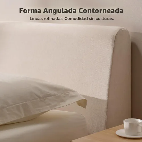 Miniatura 7 de RECCI AirFrame - Base de cama tamaño King con cabecera ergonómica acolchada de espuma en ángulo, marco de cama de plataforma de diseño minimalista