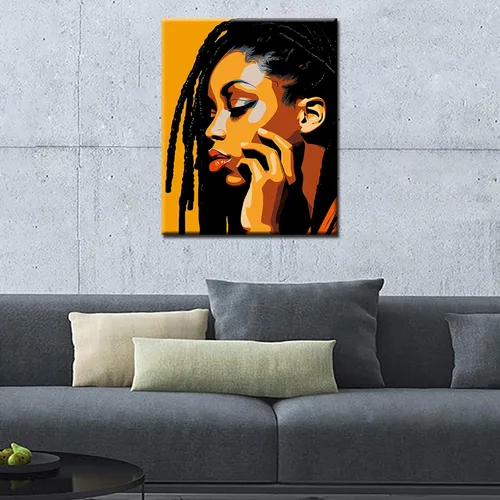 Miniatura 3 de Pintura por Números Afroamericana DIY Pintura Acrílica Kit de Pintura por Números para Niños Adultos Principiantes Chica Negra de Moda DIY Pintura