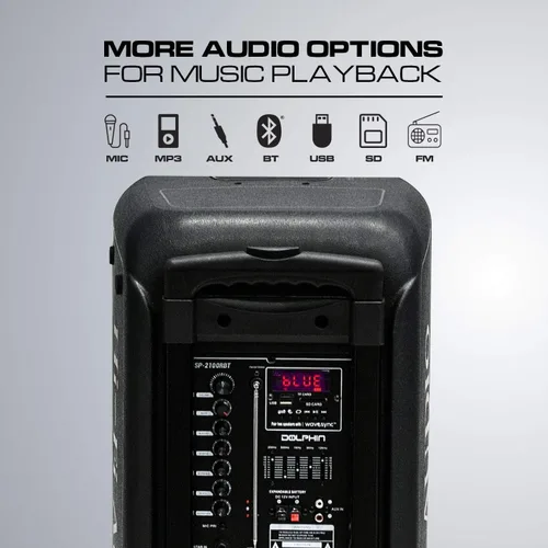 Miniatura 6 de Dolphin - Altavoz Bluetooth portátil con sonido activado, TWS, potentes X-Bass, woofers duales de 10 pulgadas, batería de larga duración
