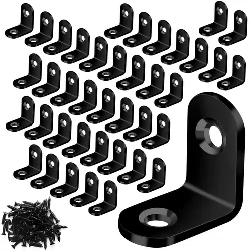 Vicuna R 40 soportes en L, soportes negros pequeños en L para madera, soporte de esquina de acero inoxidable, soporte de metal en ángulo recto para