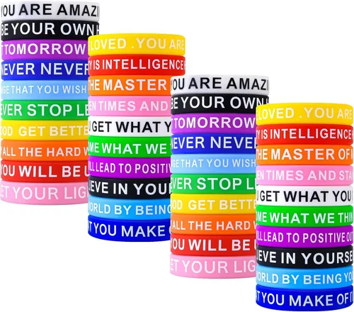 Miniatura 9 de Pulseras de goma con cita motivacional, pulseras de silicona inspiradoras de colores, pulseras elásticas unisex para hombres, mujeres