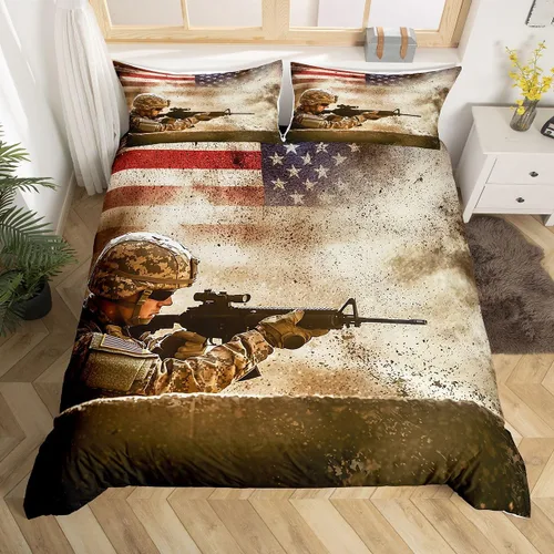 Miniatura 15 de Juego de ropa de cama de oso rústico tamaño individual para mujeres adultas, funda de edredón con estampado de oso salvaje y animales salvajes