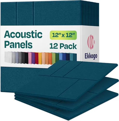 Miniatura 59 de Paneles insonorizantes de alta densidad para pared, forma hexagonal, paquete de 12 unidades de 14" x 12.1" x 0.4", color azul mezclilla Azul denim