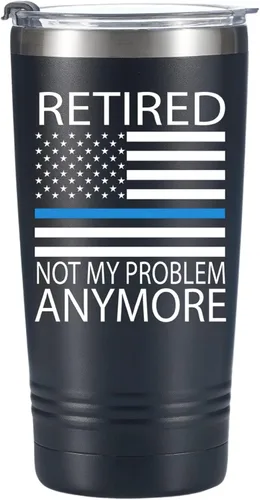 Onebttl Regalo de jubilación de policía para hombres, policía, policía, policía, vaso de viaje de acero inoxidable, 20 onzas, color negro