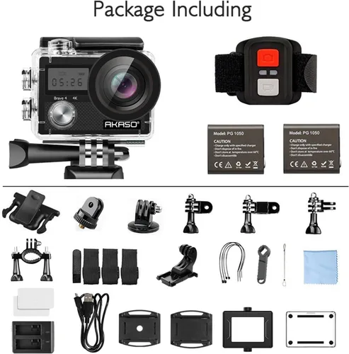 Miniatura 9 de Cámara de acción AKASO Brave 4 4K 30fps Ultra HD WiFi para deportes con FOV de 170°, estabilización de imagen, cámara sumergible impermeable a 131
