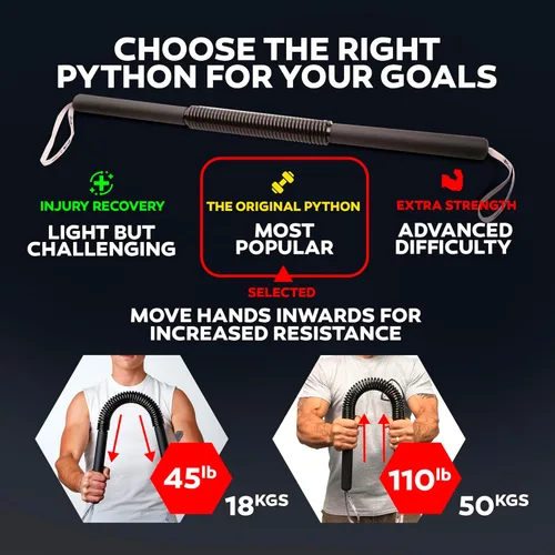Miniatura 2 de Barra Power Twister de Python - Equipo de ejercicio para fortalecer la parte superior del cuerpo para pecho, hombro, antebrazo, bíceps y brazos por