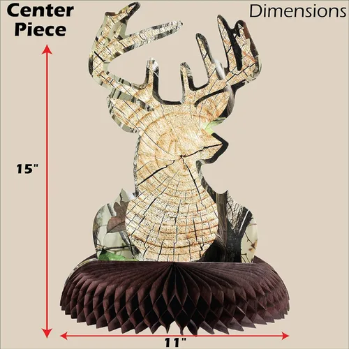 Miniatura 6 de Havercamp Paquete de fiesta de lujo Hunting Camo Buck para 16 invitados. El kit tiene 16 platos llanos cuadrados de 9 pulgadas, servilletas y tazas