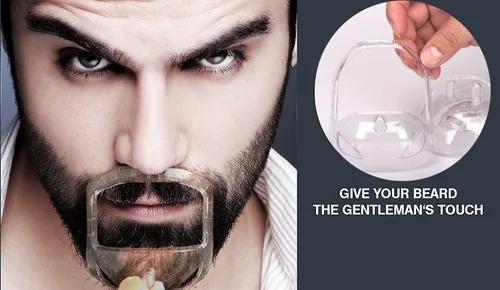 Miniatura 2 de Herramienta moldeadora de barba, bigote y perilla para peinado facial, plantilla de peinado para el cabello de la cara para hombres - Transparente
