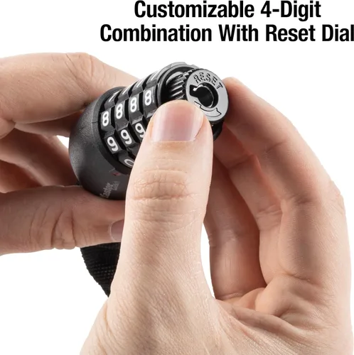 Miniatura 2 de Master Lock Cadena de acero endurecido de 3 pies de largo x 5/16 pulgadas de diámetro con cerradura de combinación reiniciable integrada Negro