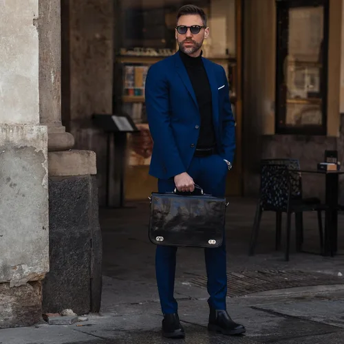 Miniatura 2 de Time Resistance Maletín de cuero para hombres - Maletín para laptop de cuero italiano de grano completo - Bolso de mensajero - Caja de regalo