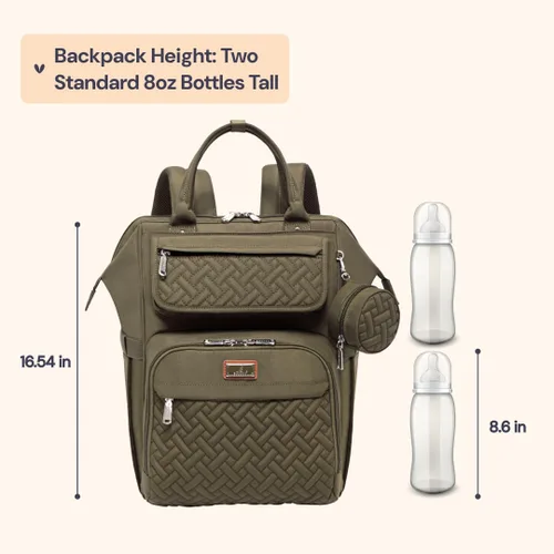 Miniatura 2 de BabbleRoo Mochila para pañales, bolsa cambiadora de pañales multifunción con cambiador, correas para cochecito y funda para chupete, mochila