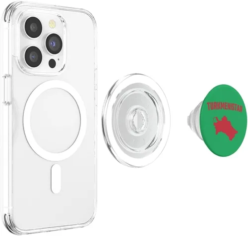 Miniatura 4 de Isolated red silhouette of a map of Turkmenistan PopSockets MagSafe PopGrip for iPhone