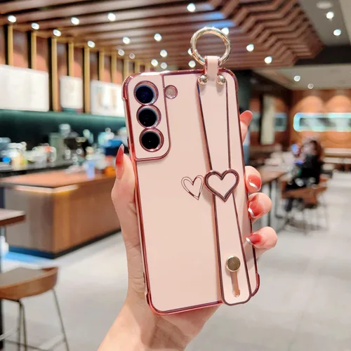 Miniatura 20 de ZTOFERA Funda diseñada para Samsung Galaxy S20 FE 5G, borde chapado de lujo, patrón de corazones de amor con pulsera y función atril, protección