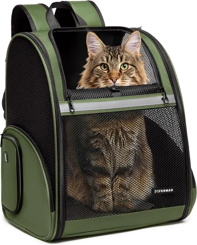 Miniatura 16 de Mochila Transportadora para Gatos para Perros Pequeños y Gatos Medianos, Cachorro, Gatito, Conejo, Mochila Transportadora de Mascotas Plegable