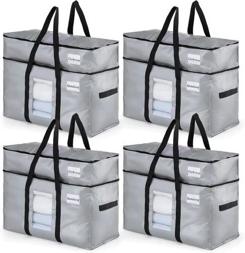 Miniatura 48 de TAILI - Bolsas de mudanza extra grandes, paquete de 10 bolsas negras resistentes para almacenamiento con ventana visible, asas envolventes
