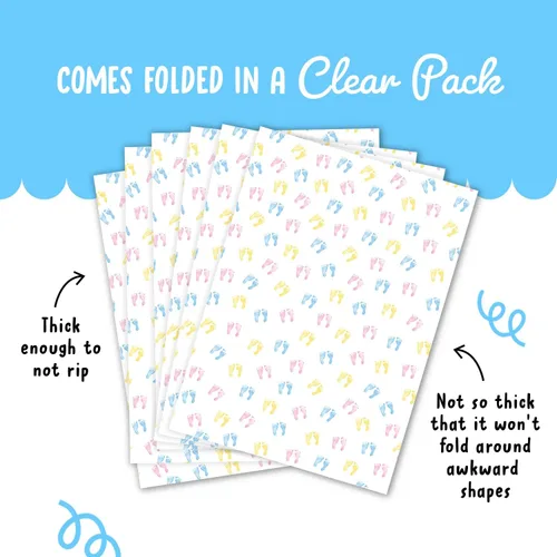 Miniatura 4 de CENTRAL 23 - Nuevo papel de regalo para bebé - 6 hojas de papel de regalo - Pies de bebé - para niñas o niños - Rosa azul y amarillo - Reciclable