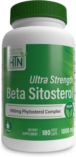 Health Thru Nutrition Ultra Strength Beta Sitosterol | Complejo de fitoesteroles de 1,000 mg de 400 mg Beta | Vegano sin OMG (paquete de 180)