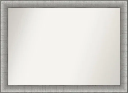 Miniatura 404 de Amanti Art Espejo de baño plateado para sobre fregadero, 28 x 47 pulgadas, espejo rectangular de plata imperial, marco de madera tradicional de gran
