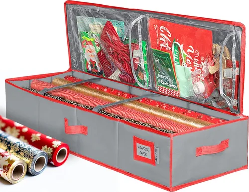 Miniatura 10 de HOLDN' STORAGE Contenedor de almacenamiento de papel de regalo de alta calidad, duradero 600D a prueba de desgarros, se adapta a 27 rollos de papel