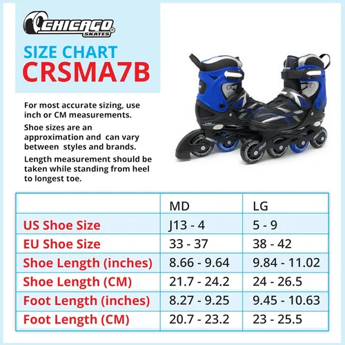 Miniatura 6 de Chicago Inline Skates for Kids – Durable Top Performance Roller Blades with Secure Fit, Breathable Mesh Boot & Power Strap – 70mm Urethane Wheels